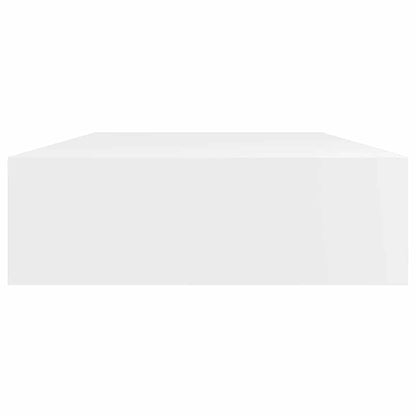 242188 White MDF Floating Wall Display Shelf 1 Drawer Book/DVD Storage - 80 x 25 x 8 cm