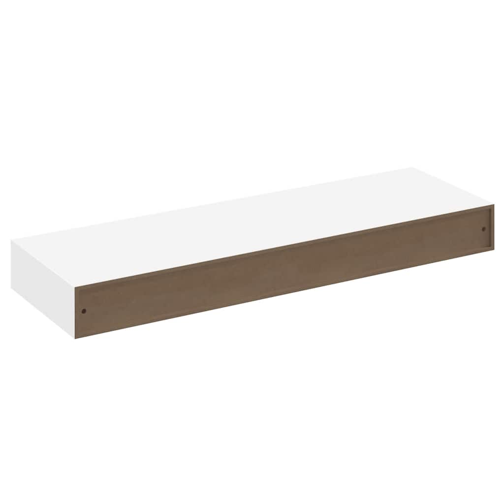 242188 White MDF Floating Wall Display Shelf 1 Drawer Book/DVD Storage - 80 x 25 x 8 cm