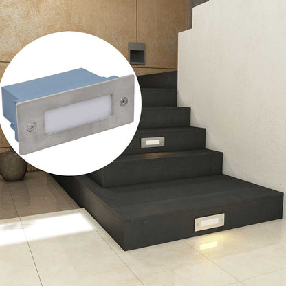 2 LED Recessed Stair Light 44 x 111 x 56 mm - Silver