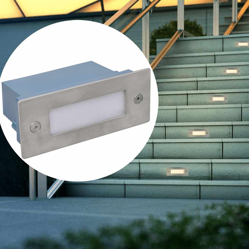 2 LED Recessed Stair Light 44 x 111 x 56 mm - Silver