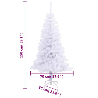 vidaXL Artificial Christmas Tree with Stand 150 cm 380 Branches - White - 150 x 80 cm