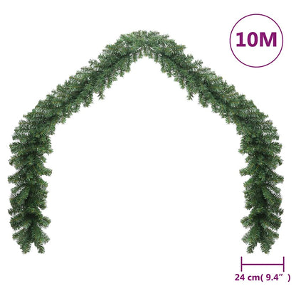 242424 Christmas Garland with LED Lights 10 m - Gre - 1000 x 24 x 24 cm