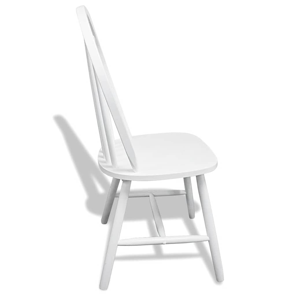 vidaXL Dining Chairs 6 pcs White Solid Rubber Wood - 46.5 x 52 x 94 cm