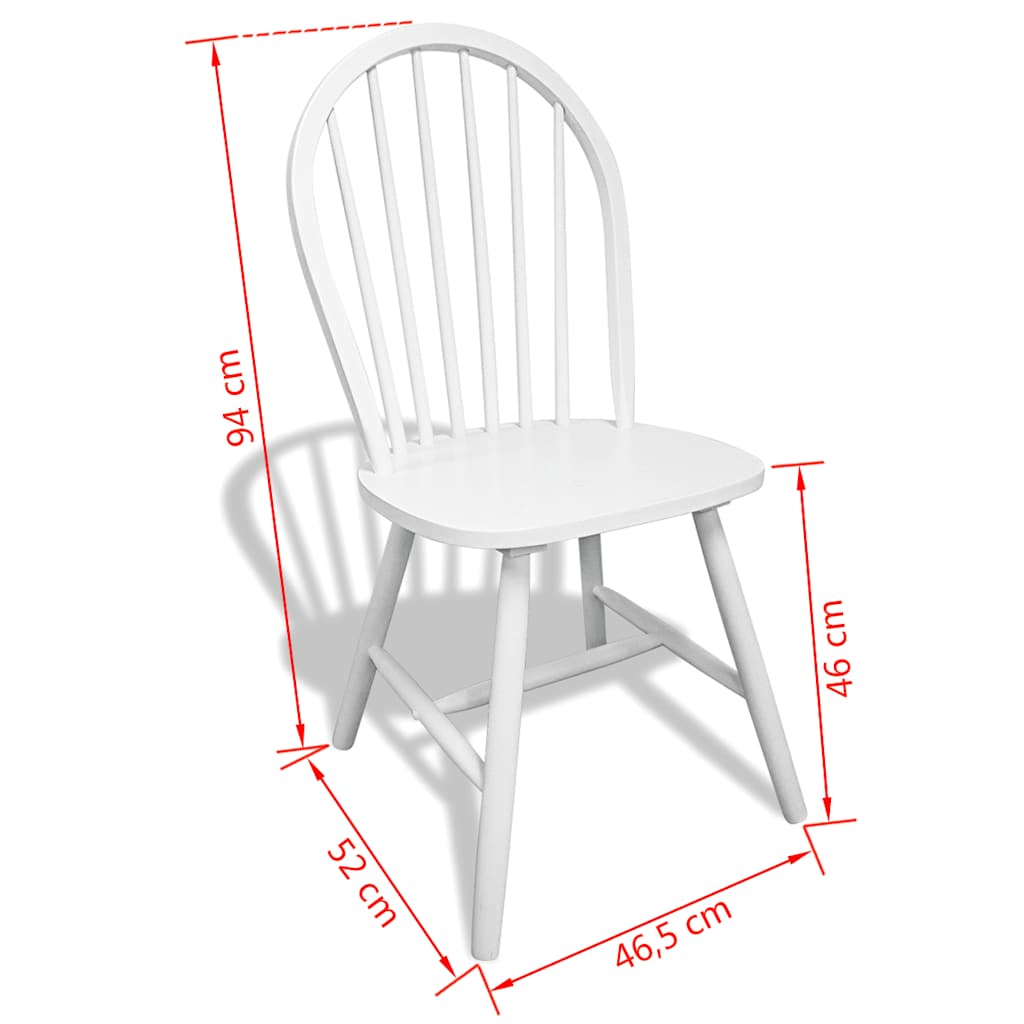 vidaXL Dining Chairs 6 pcs White Solid Rubber Wood - 46.5 x 52 x 94 cm
