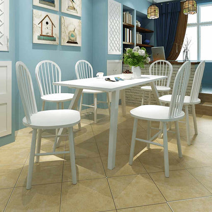 vidaXL Dining Chairs 6 pcs White Solid Rubber Wood - 46.5 x 52 x 94 cm