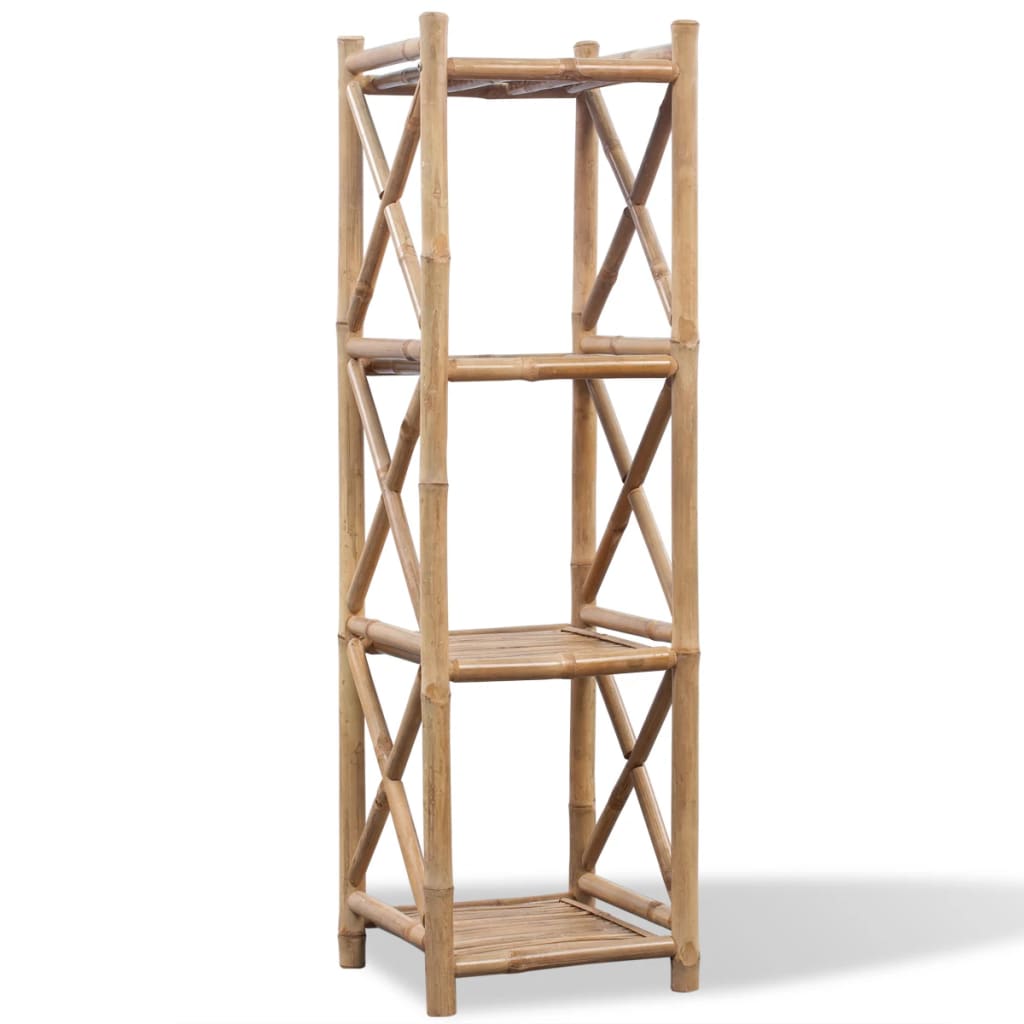 vidaXL 4-Tier Square Bamboo Shelf - Brown