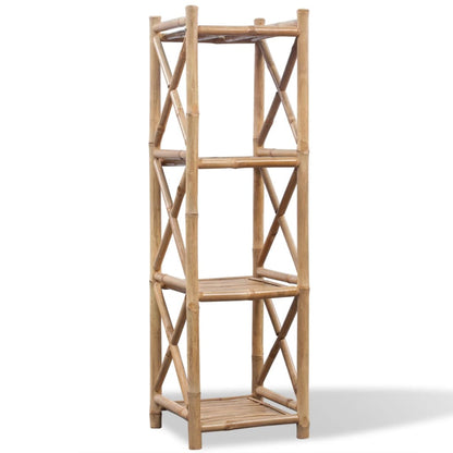 vidaXL 4-Tier Square Bamboo Shelf - Brown