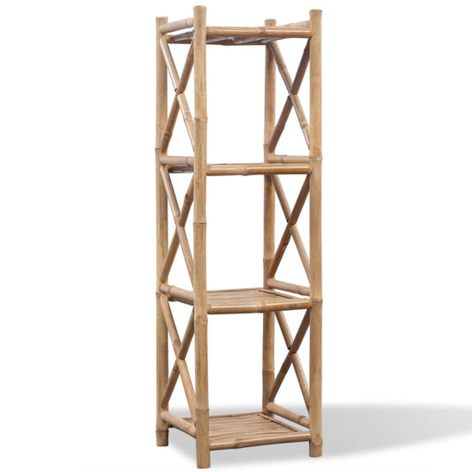 vidaXL 4-Tier Square Bamboo Shelf - Brown