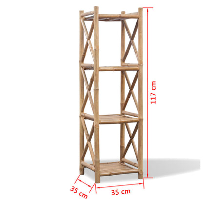 vidaXL 4-Tier Square Bamboo Shelf - Brown