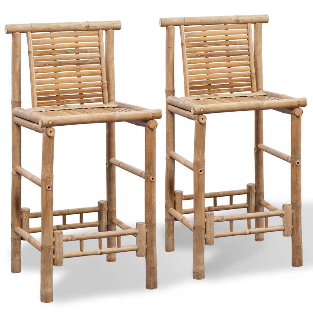 vidaXL Bar Stools 2 pcs Bamboo - Brown - 53 x 45 x 102 cm