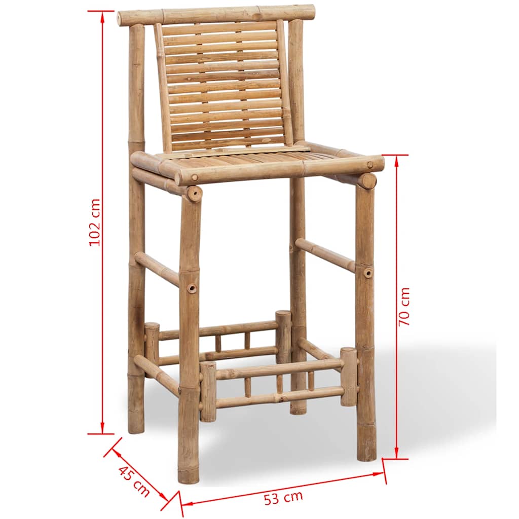 vidaXL Bar Stools 2 pcs Bamboo - Brown - 53 x 45 x 102 cm