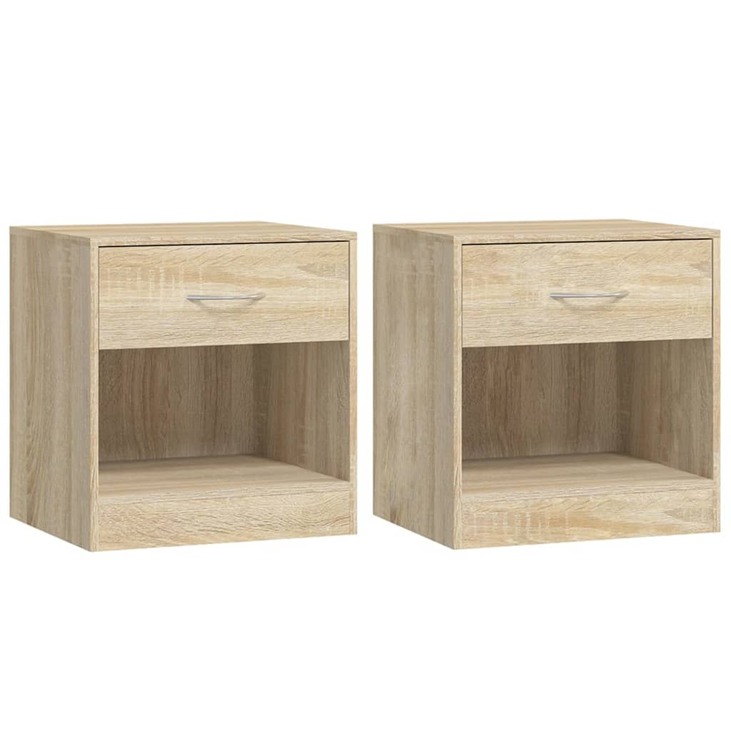 vidaXL Nightstand 2 pcs with Drawer Oak Colour - Brown