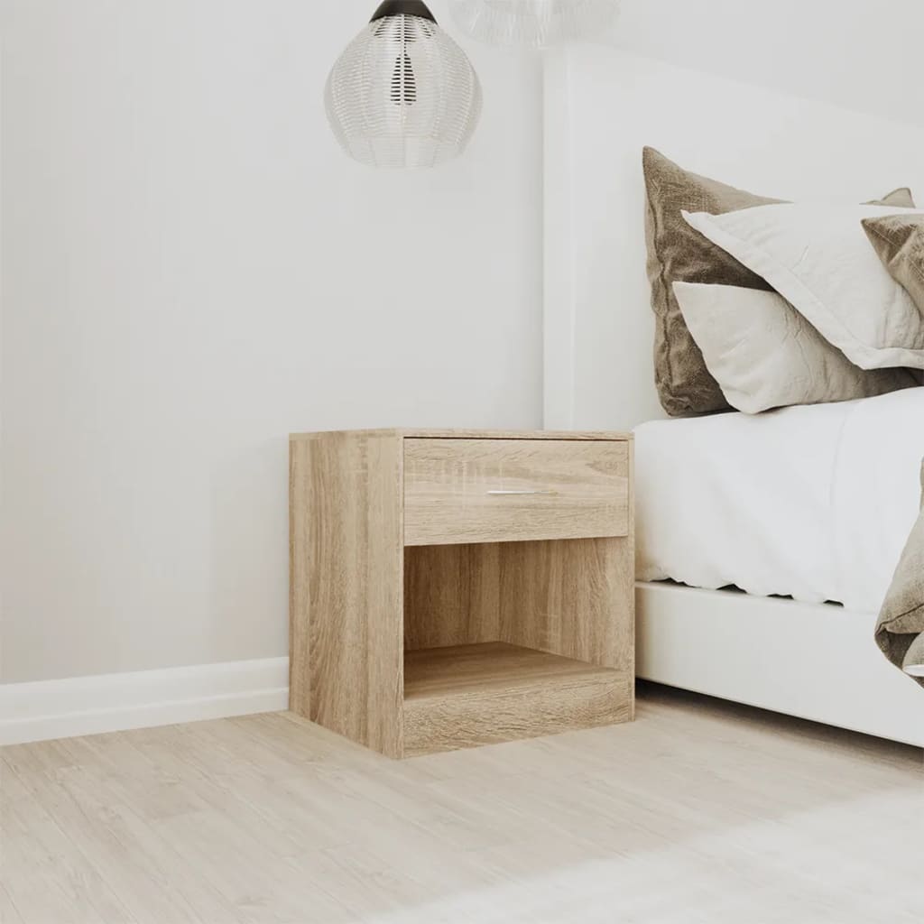 vidaXL Nightstand 2 pcs with Drawer Oak Colour - Brown