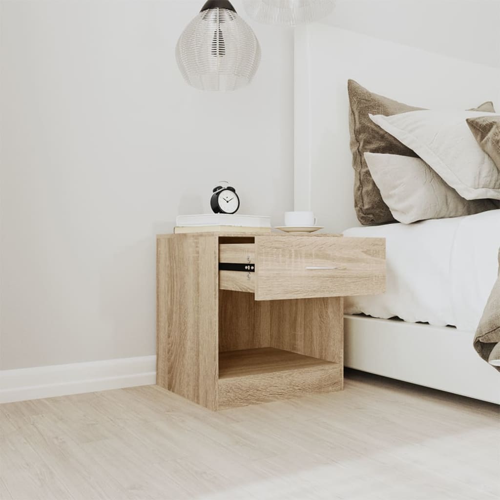 vidaXL Nightstand 2 pcs with Drawer Oak Colour - Brown