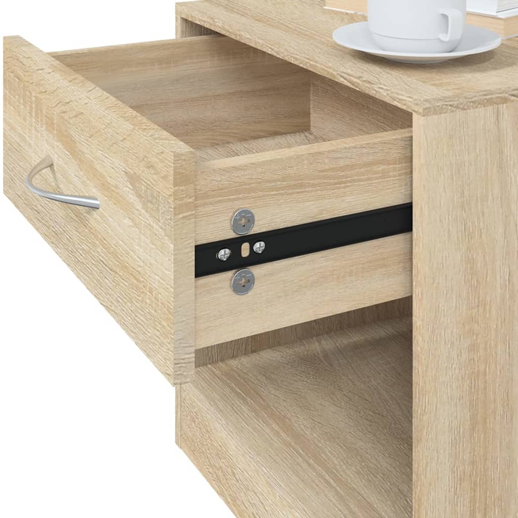 vidaXL Nightstand 2 pcs with Drawer Oak Colour - Brown