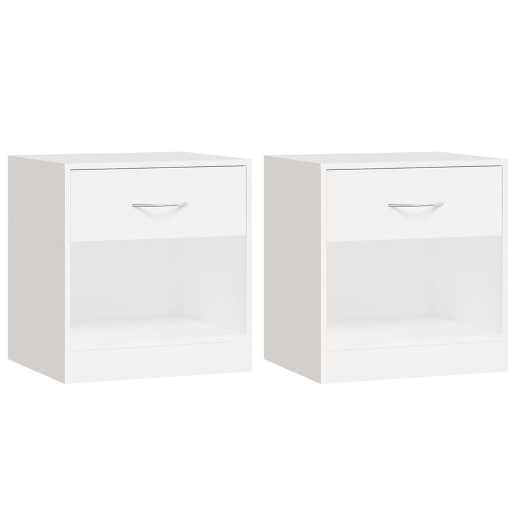 vidaXL Nightstand 2 pcs with Drawer White