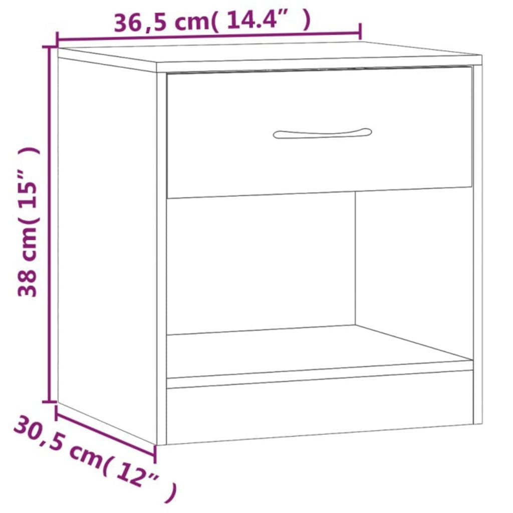 vidaXL Nightstand 2 pcs with Drawer White