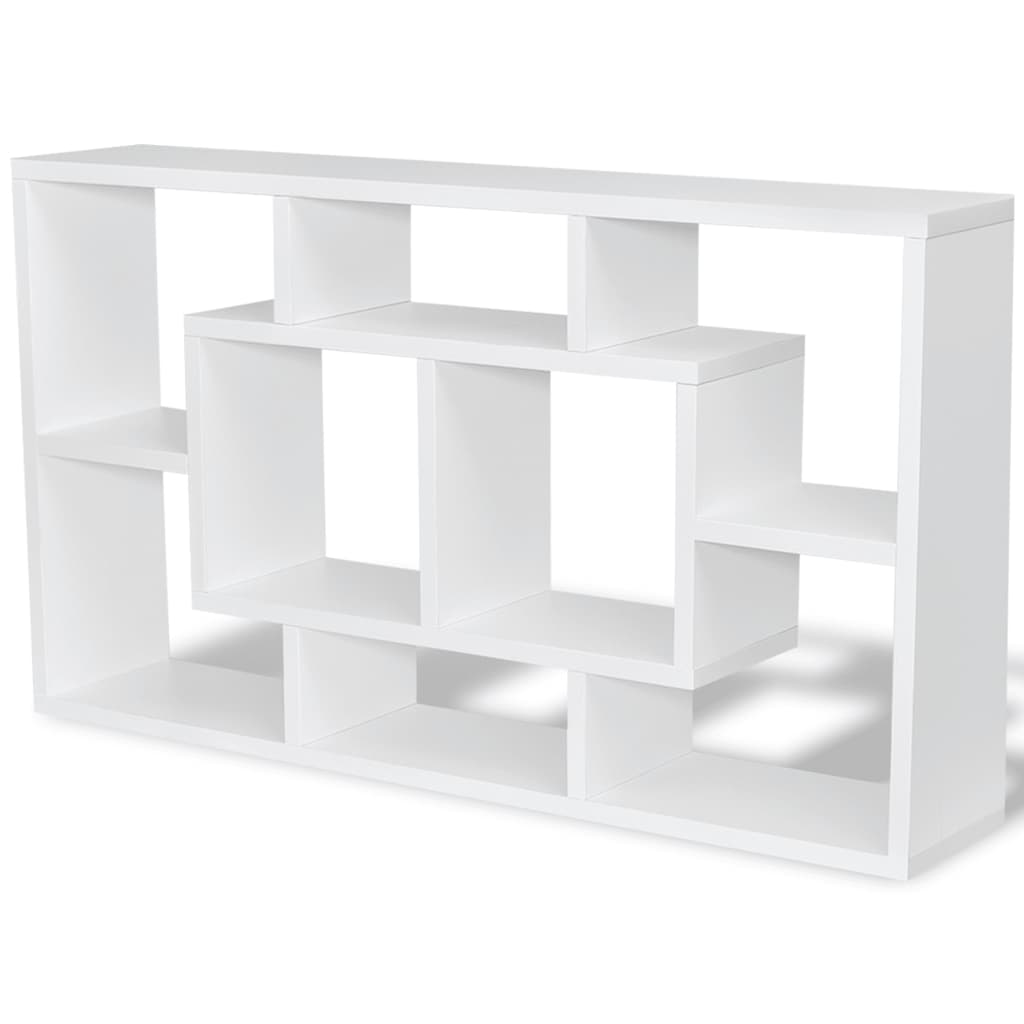 242548 Floating Wall Display Shelf 8 Compartments White - 85 x 16 x 47.5 cm