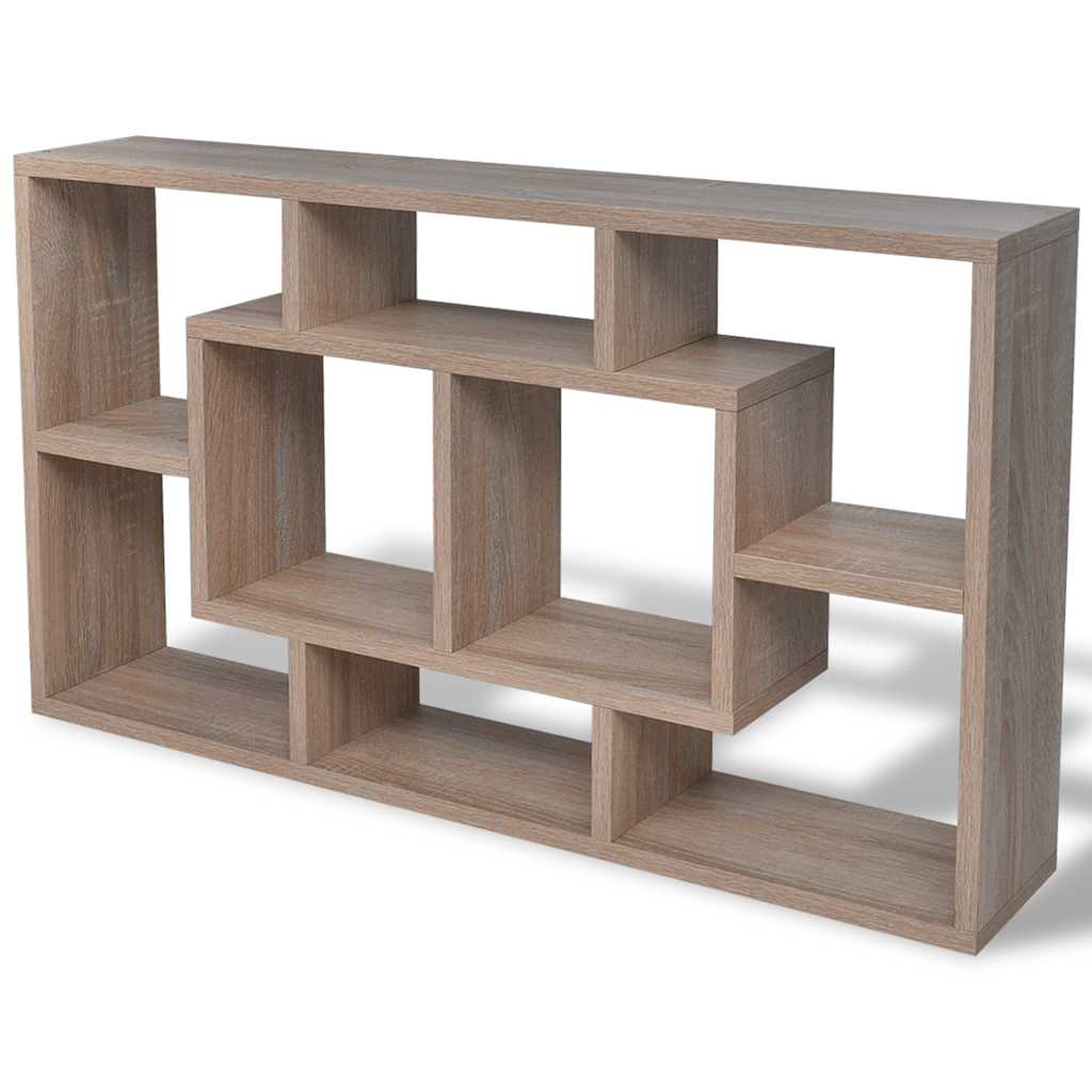 242549 Floating Wall Display Shelf 8 Compartments Oak Colour - Brown - 85 x 16 x 47.5 cm