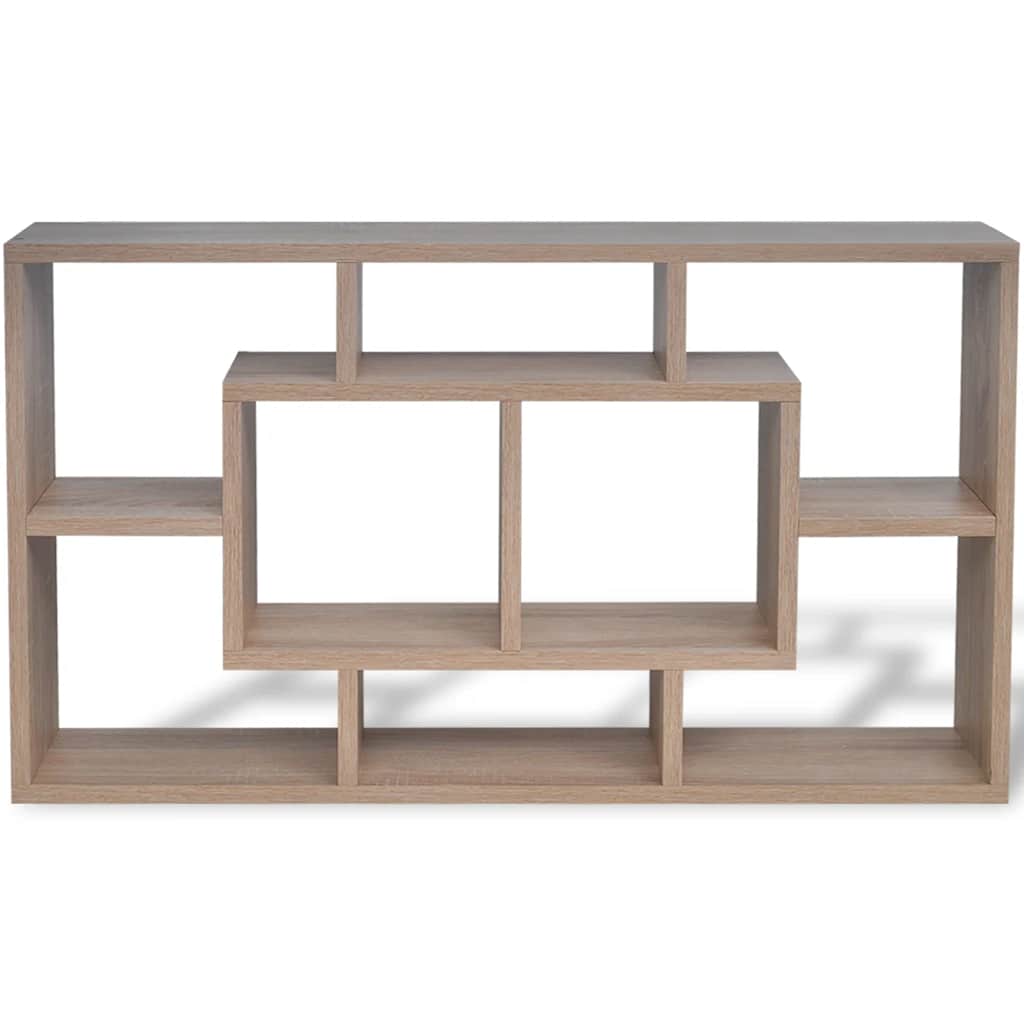 242549 Floating Wall Display Shelf 8 Compartments Oak Colour - Brown - 85 x 16 x 47.5 cm