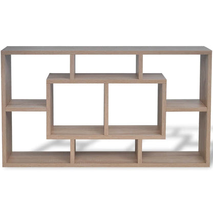 242549 Floating Wall Display Shelf 8 Compartments Oak Colour - Brown - 85 x 16 x 47.5 cm