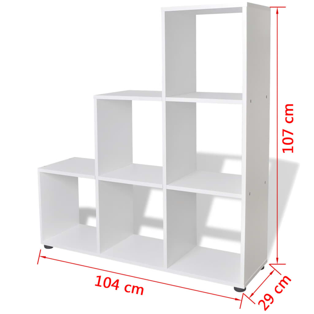 vidaXL Staircase Bookcase/Display Shelf 107 cm White - 104 x 29 x 107 cm