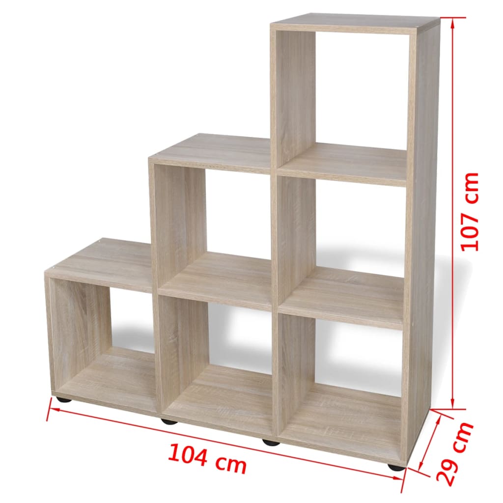 vidaXL Staircase Bookcase/Display Shelf 107 cm Oak - Brown - 104 x 29 x 107 cm