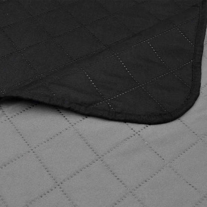 130883 Double-sided Quilted Bedspread Black/Grey 170 x 210 cm - 210 x 170 cm