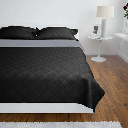 130884 Double-sided Quilted Bedspread Black/Grey 220 x 240 cm - 240 x 220 cm