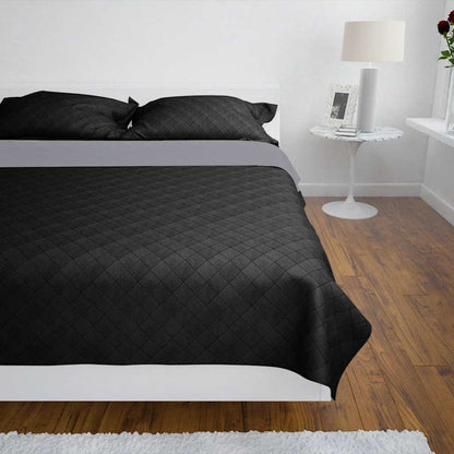 130885 Double-sided Quilted Bedspread Black/Grey 230 x 260 cm - 260 x 230 cm