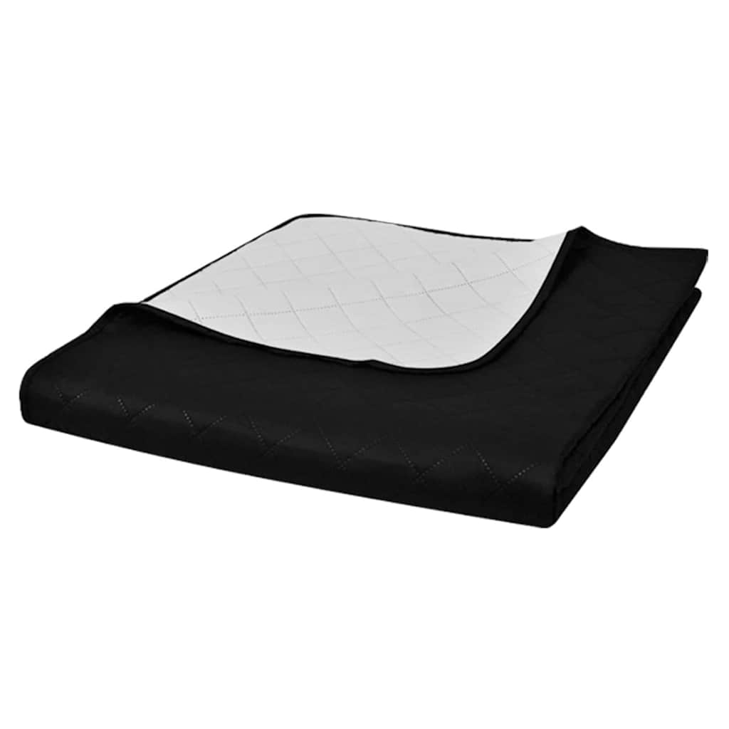 130886 Double-sided Quilted Bedspread Black/White 170 x 210 cm - 210 x 170 cm