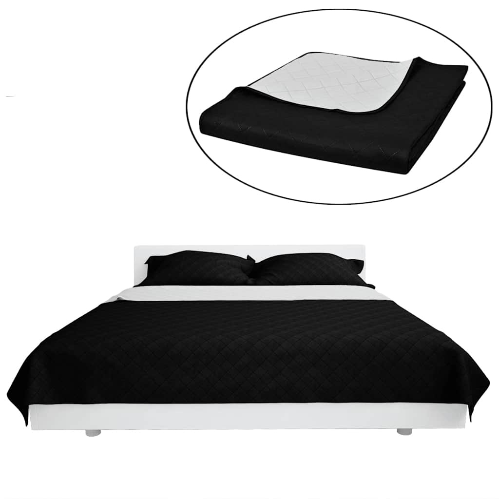 130886 Double-sided Quilted Bedspread Black/White 170 x 210 cm - 210 x 170 cm