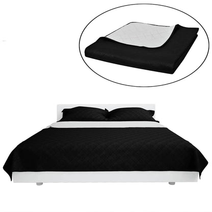 130886 Double-sided Quilted Bedspread Black/White 170 x 210 cm - 210 x 170 cm