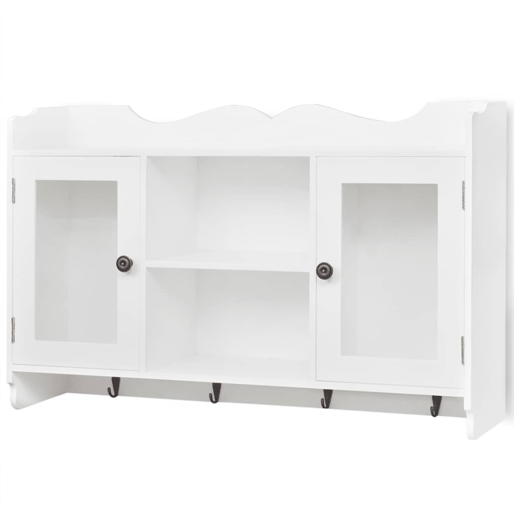 vidaXL White MDF Wall Cabinet Display Shelf Book/DVD/Glass Storage - 68 x 17 x 44 cm
