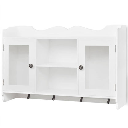 vidaXL White MDF Wall Cabinet Display Shelf Book/DVD/Glass Storage - 68 x 17 x 44 cm
