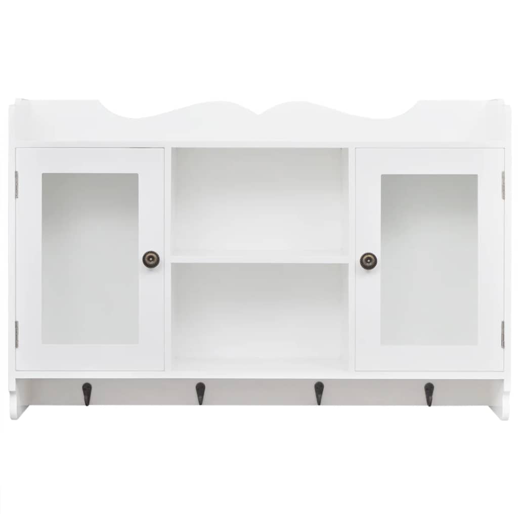 vidaXL White MDF Wall Cabinet Display Shelf Book/DVD/Glass Storage - 68 x 17 x 44 cm