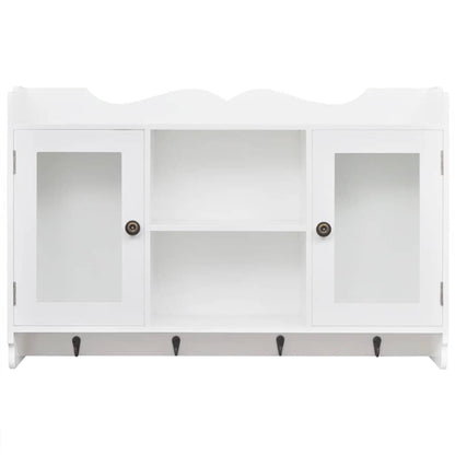 vidaXL White MDF Wall Cabinet Display Shelf Book/DVD/Glass Storage - 68 x 17 x 44 cm