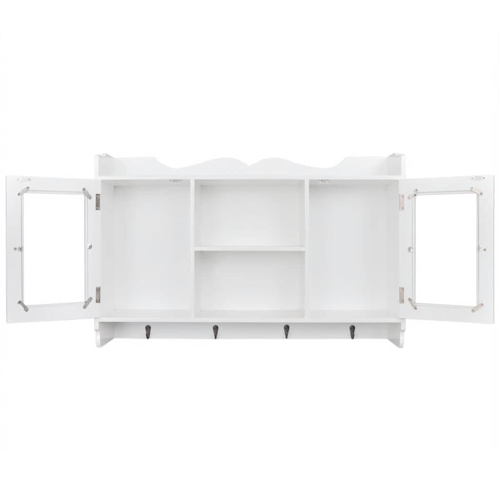 vidaXL White MDF Wall Cabinet Display Shelf Book/DVD/Glass Storage - 68 x 17 x 44 cm