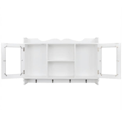 vidaXL White MDF Wall Cabinet Display Shelf Book/DVD/Glass Storage - 68 x 17 x 44 cm