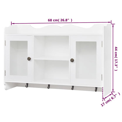 vidaXL White MDF Wall Cabinet Display Shelf Book/DVD/Glass Storage - 68 x 17 x 44 cm