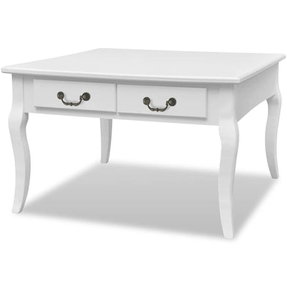 vidaXL Coffee Table with 4 Drawers White - 80 x 80 x 50 cm