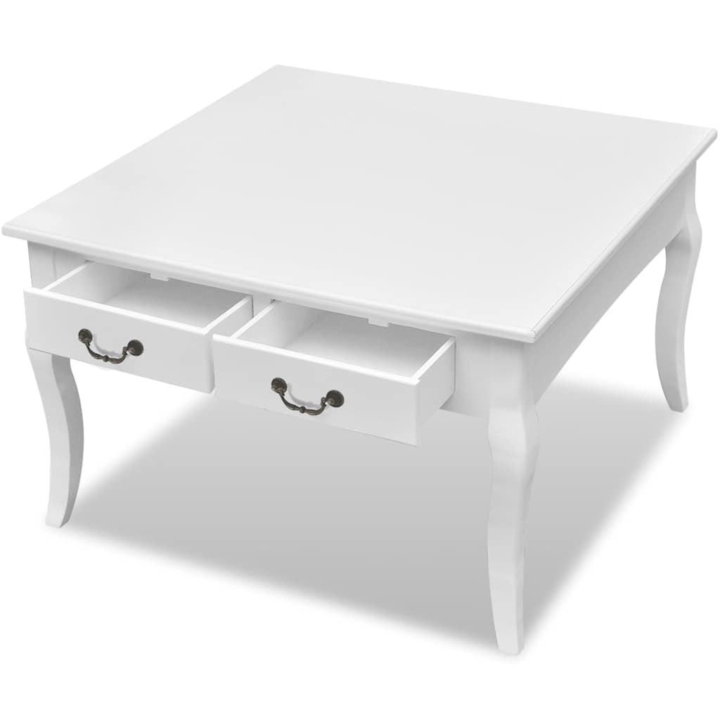 vidaXL Coffee Table with 4 Drawers White - 80 x 80 x 50 cm