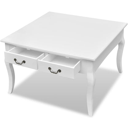 vidaXL Coffee Table with 4 Drawers White - 80 x 80 x 50 cm
