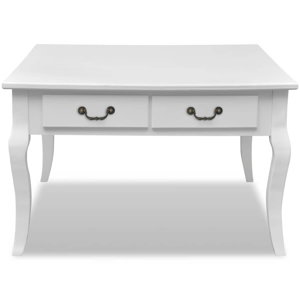 vidaXL Coffee Table with 4 Drawers White - 80 x 80 x 50 cm