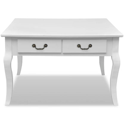 vidaXL Coffee Table with 4 Drawers White - 80 x 80 x 50 cm