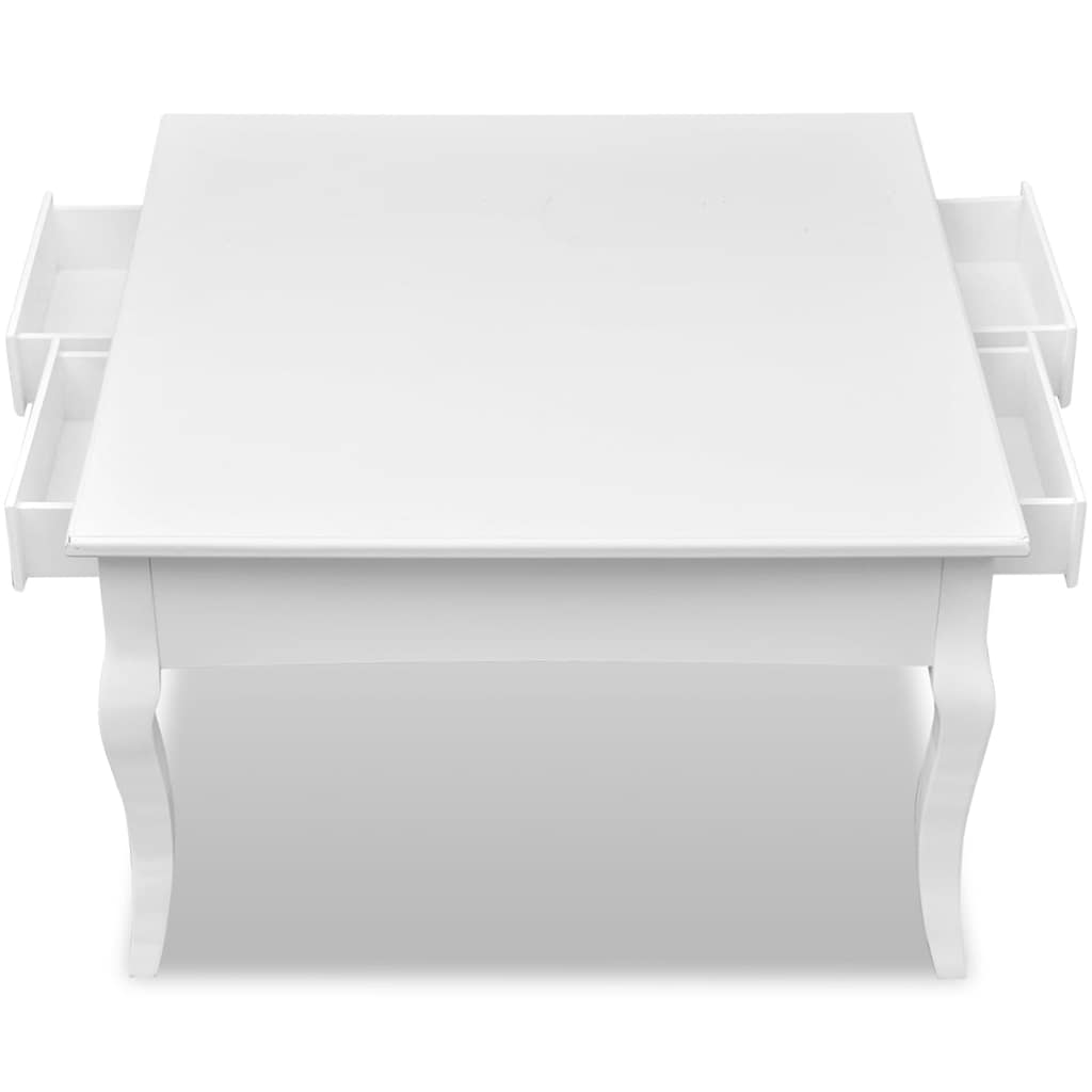 vidaXL Coffee Table with 4 Drawers White - 80 x 80 x 50 cm