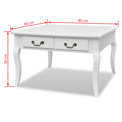 vidaXL Coffee Table with 4 Drawers White - 80 x 80 x 50 cm