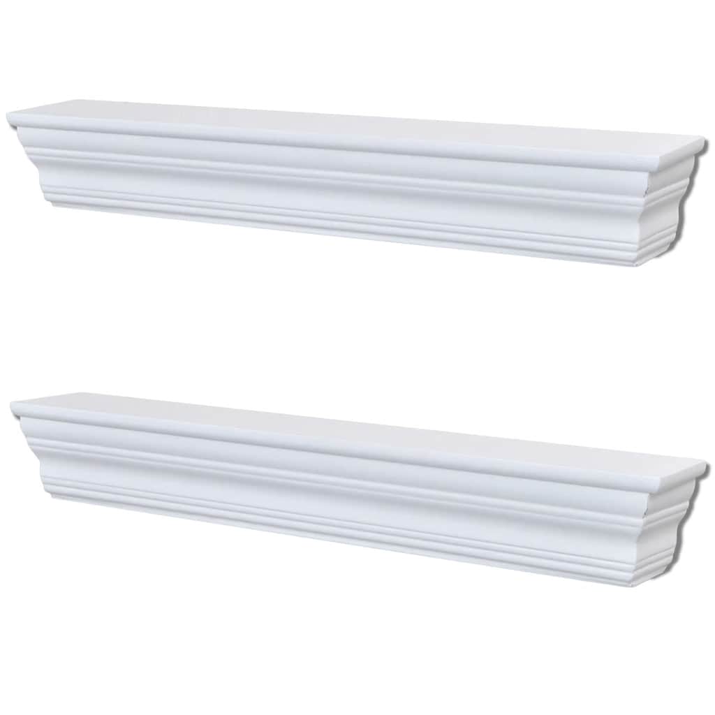 242439 vidaXL Wall Shelves ""Aaliyah"" 2 pcs White - 61 x 9.5 x 9 cm