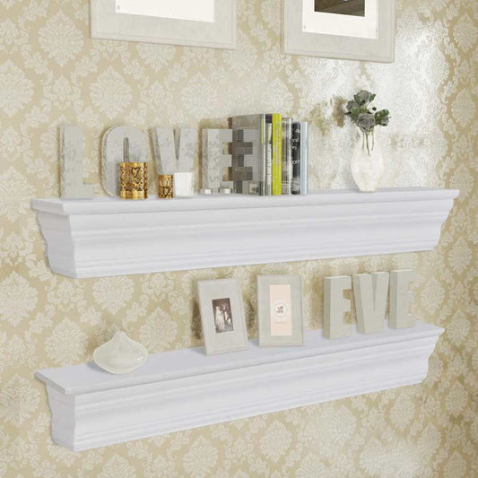 242439 vidaXL Wall Shelves ""Aaliyah"" 2 pcs White - 61 x 9.5 x 9 cm