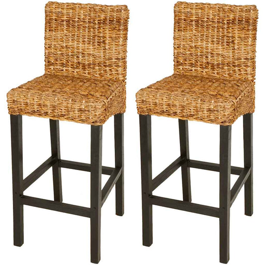 vidaXL Bar Stools 2 pcs Abaca - Brown - 45 x 44 x 111 cm